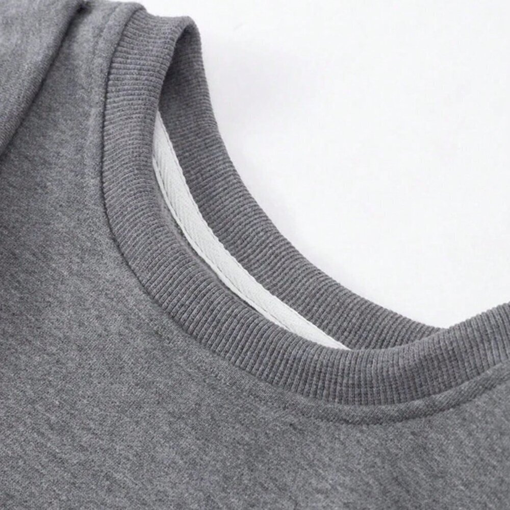 Grey Casual Women's Solid Color Long Sleeve Sweatshirt With Bow Decoration - Picture 6 of 6